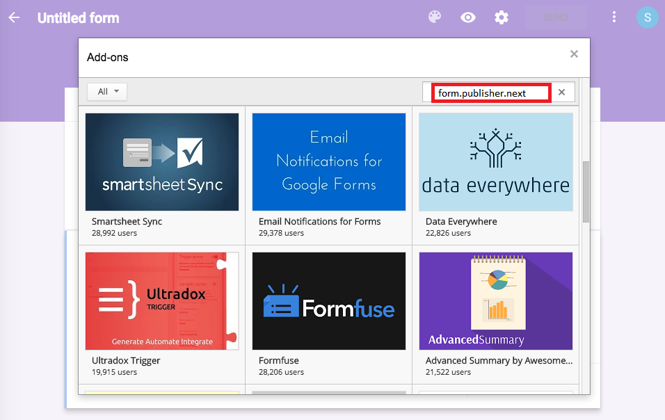 Add-ons Google Forms